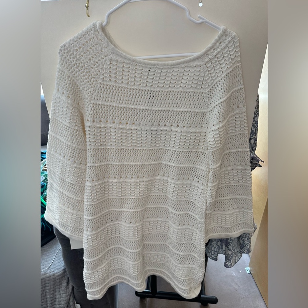Zara White Boat Neck Crochet Cover Up Dress